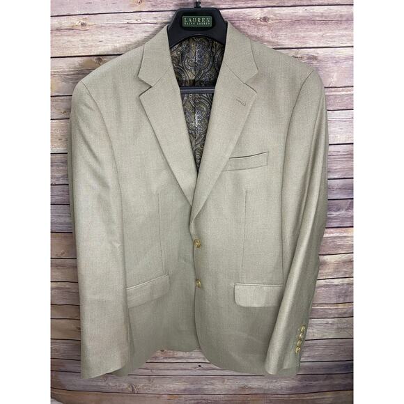 Polo Ralph Lauren Blazer Silk & Wool Blend Size 40R Tan Paisley Lining MSRP $295 - Picture 2 of 9